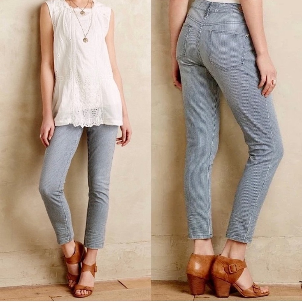 Anthropologie Skinny Pinstripe Jeans in Light Blue